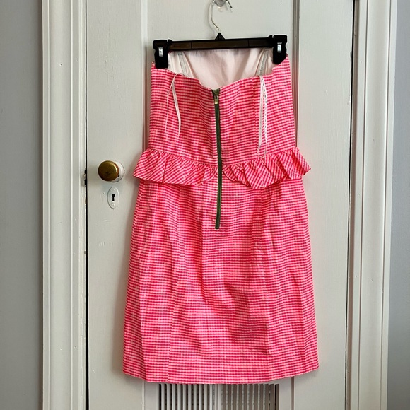 LILLY PULITZER Lowe Dress pink gingham size 4 strapless - Picture 4 of 6